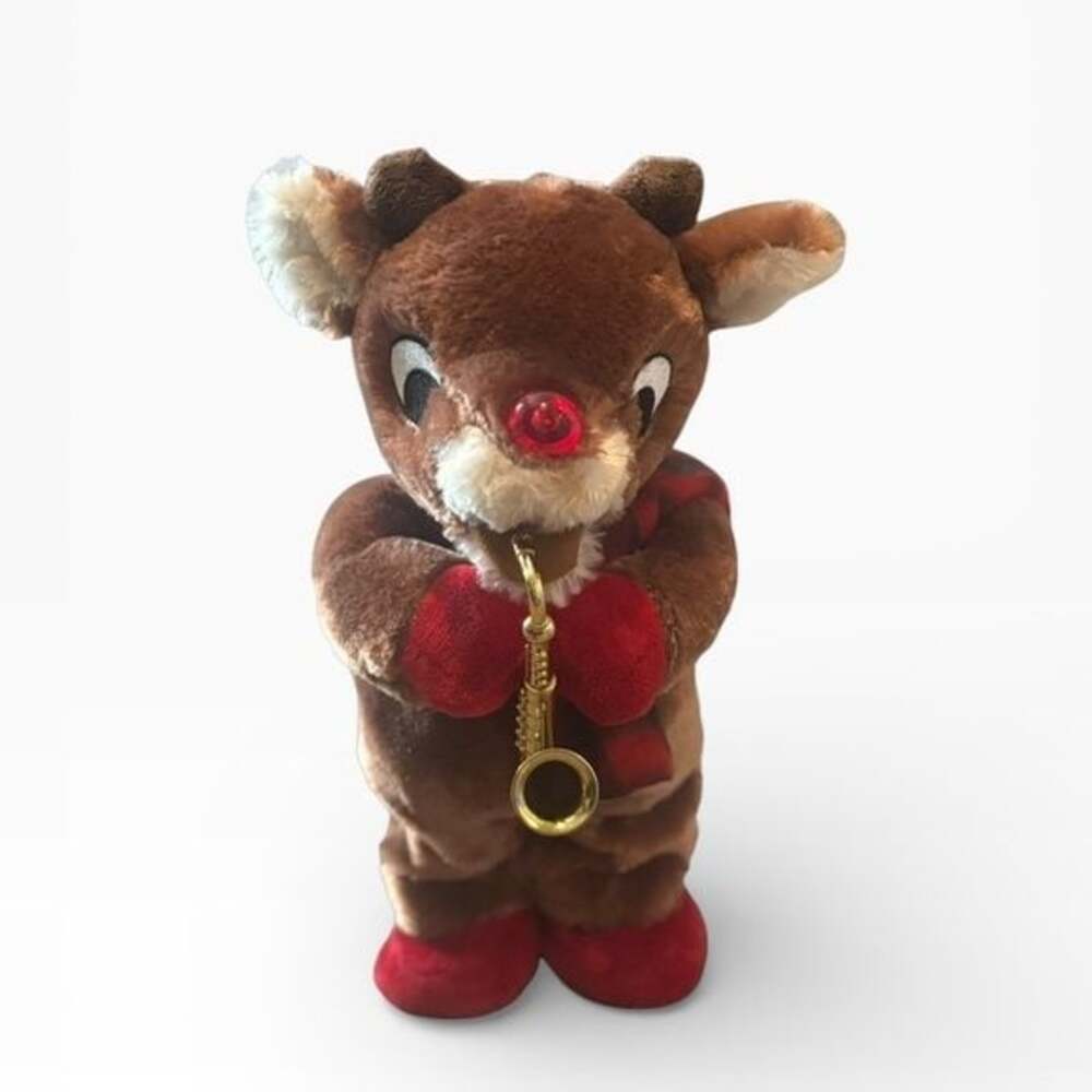 Rudolph Musical Dancing Reindeer Plush Dan Dee Light Up Nose Tested - V